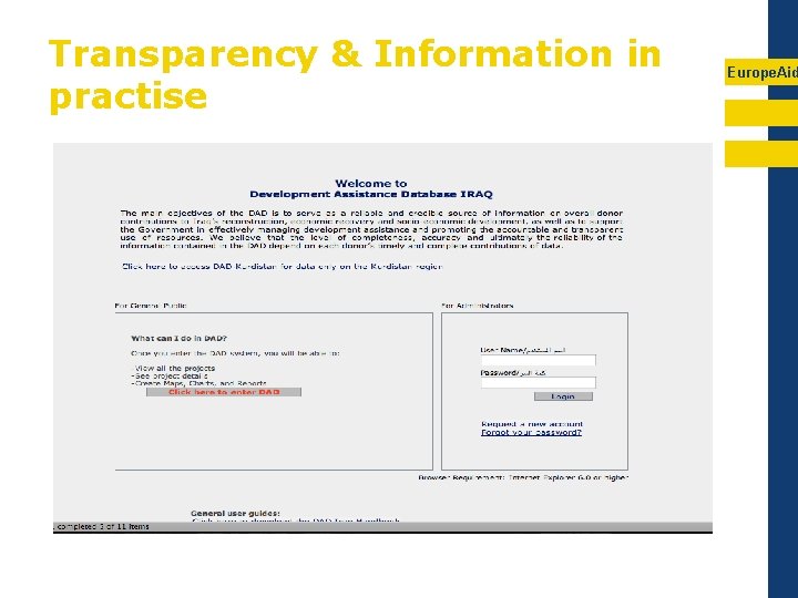 Transparency & Information in practise Europe. Aid 