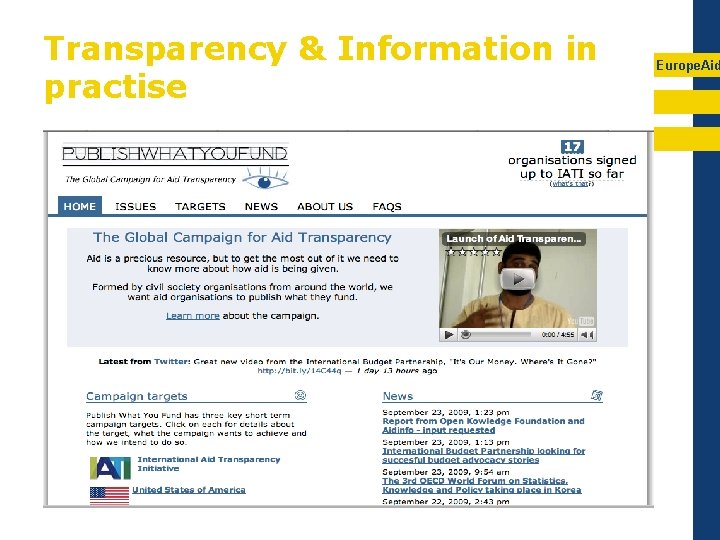 Transparency & Information in practise Europe. Aid 