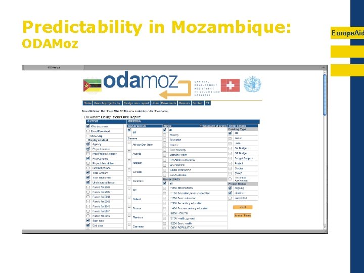 Predictability in Mozambique: ODAMoz Europe. Aid 
