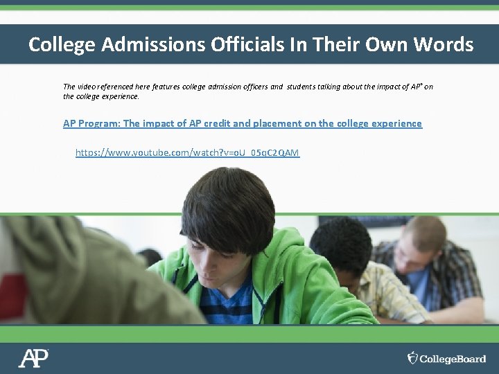 College Admissions Officials In Their Own Words The video referenced here features college admission