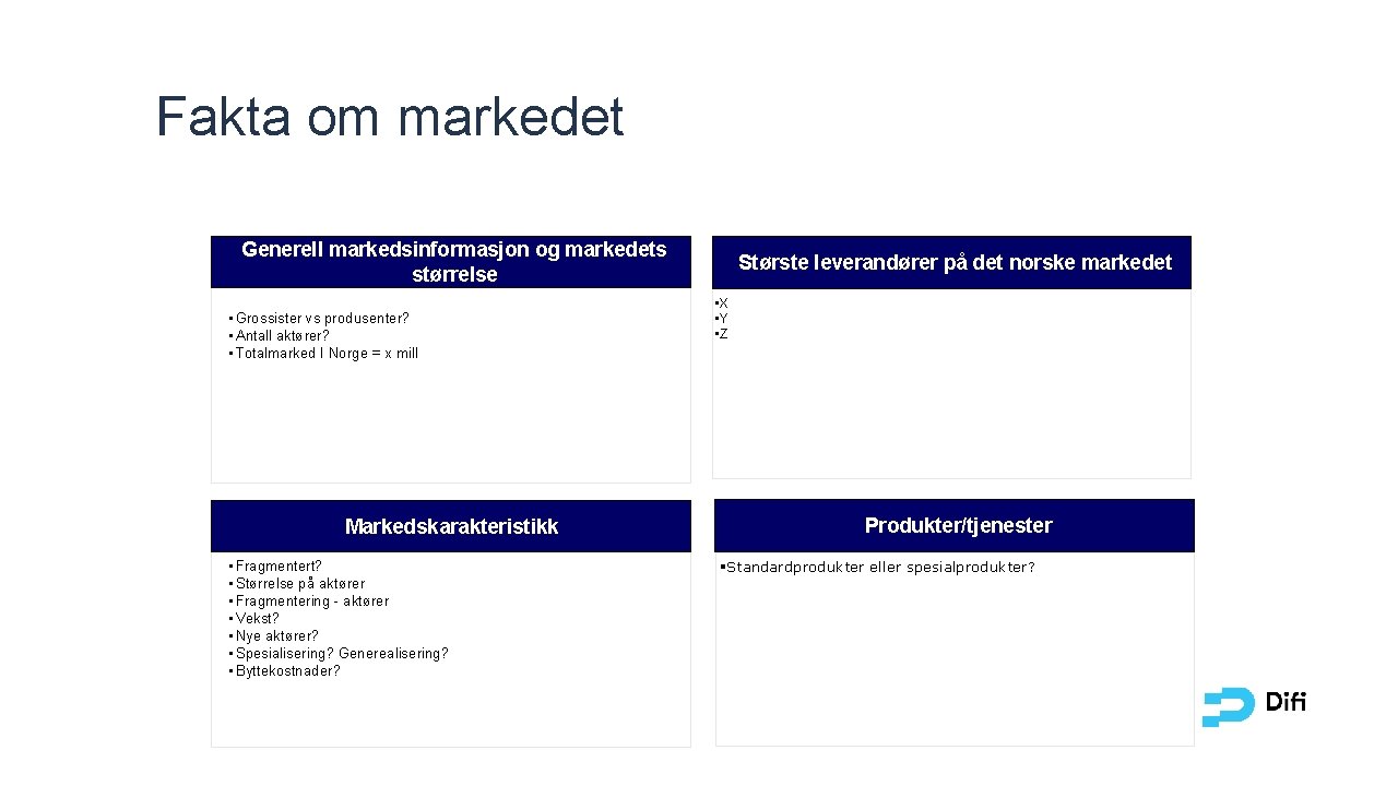 Fakta om markedet Generell markedsinformasjon og markedets størrelse • Grossister vs produsenter? • Antall