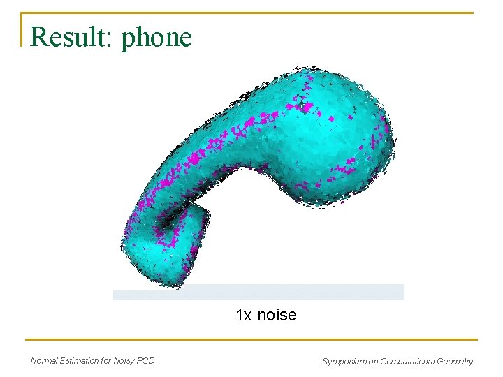 Result: phone 1 x noise Normal Estimation for Noisy PCD Symposium on Computational Geometry Result: phone 1 x noise Normal Estimation for Noisy PCD Symposium on Computational Geometry