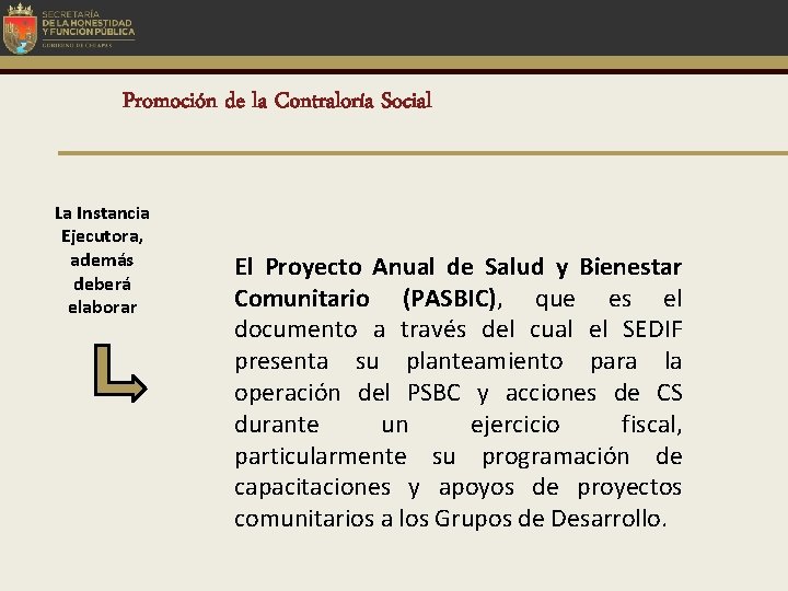 Promoción de la Contraloría Social La Instancia Ejecutora, además deberá elaborar El Proyecto Anual