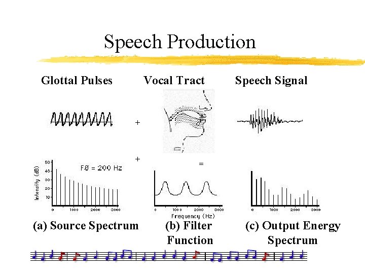 Speech Production Glottal Pulses Vocal Tract + + (a) Source Spectrum Speech Signal =