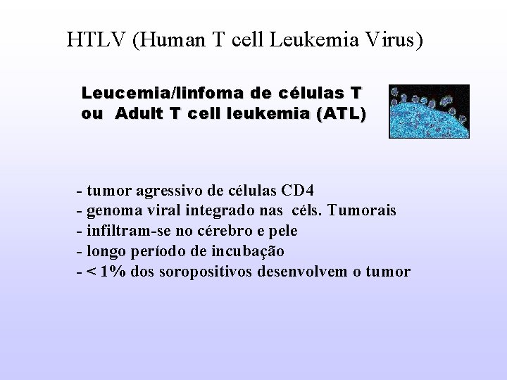 HTLV (Human T cell Leukemia Virus) Leucemia/linfoma de células T ou Adult T cell