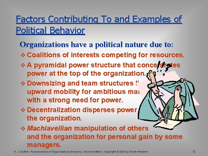 Factors Contributing To and Examples of Political Behavior Organizations have a political nature due