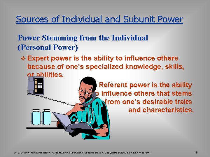 Sources of Individual and Subunit Power Stemming from the Individual (Personal Power) v Expert