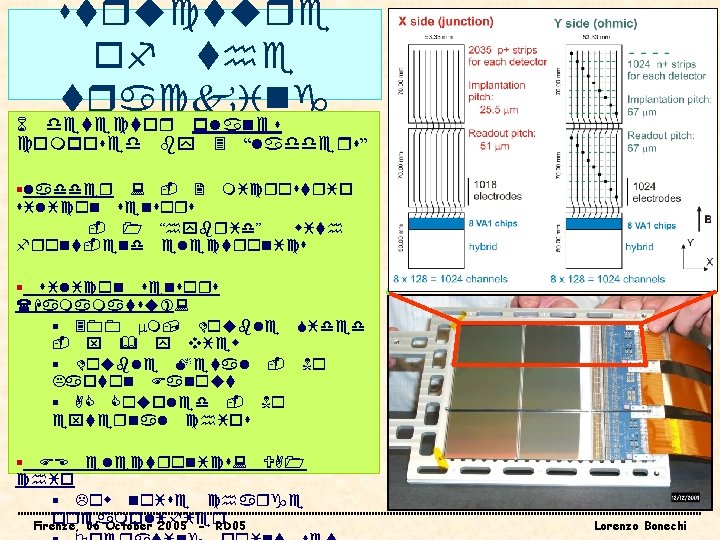 structure of the tracking 6 detector planes composed by 3 “ladders” system §ladder :