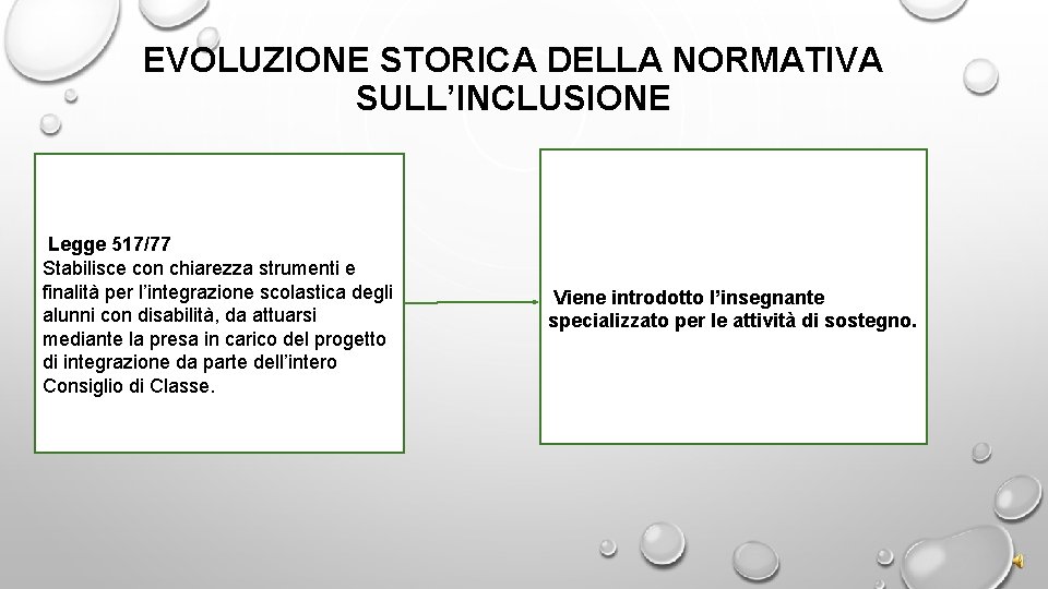 EVOLUZIONE STORICA DELLA NORMATIVA SULL’INCLUSIONE Legge 517/77 Stabilisce con chiarezza strumenti e finalità per EVOLUZIONE STORICA DELLA NORMATIVA SULL’INCLUSIONE Legge 517/77 Stabilisce con chiarezza strumenti e finalità per