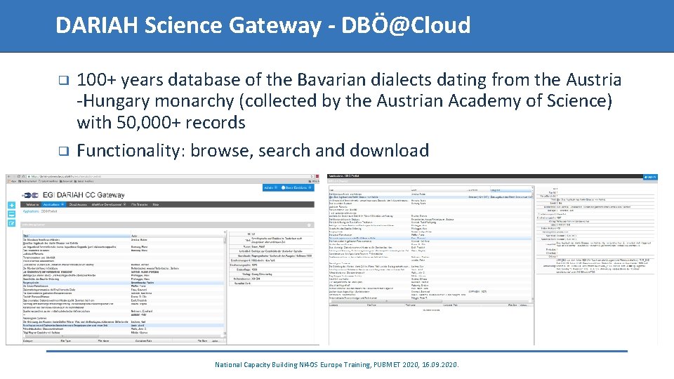 DARIAH Science Gateway - DBÖ@Cloud 100+ years database of the Bavarian dialects dating from