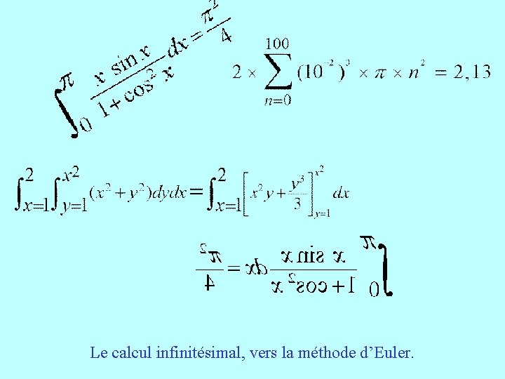 Le calcul infinitésimal, vers la méthode d’Euler. 