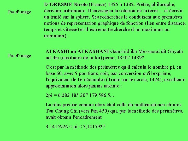 Pas d’image D’ORESME Nicole (France) 1325 à 1382. Prêtre, philosophe, écrivain, astronome. Il envisagea
