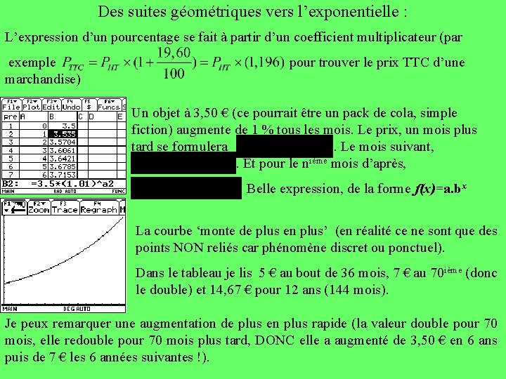 Des suites géométriques vers l’exponentielle : L’expression d’un pourcentage se fait à partir d’un