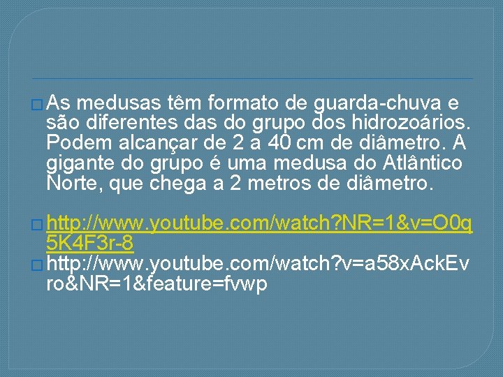 � As medusas têm formato de guarda-chuva e são diferentes das do grupo dos