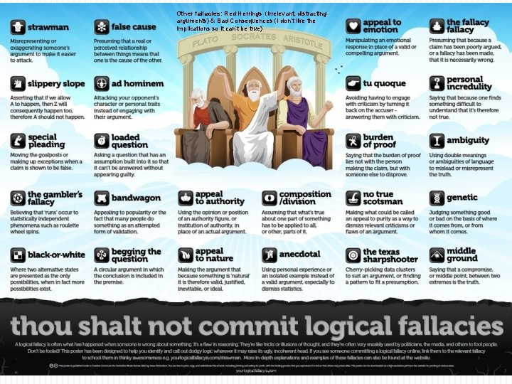 Other fallacies: Red Herrings (irrelevant, distracting arguments) & Bad Consequences (I don’t like the Other fallacies: Red Herrings (irrelevant, distracting arguments) & Bad Consequences (I don’t like the