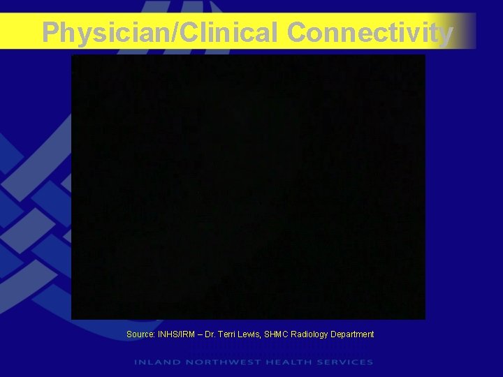 Physician/Clinical Connectivity Source: INHS/IRM – Dr. Terri Lewis, SHMC Radiology Department 