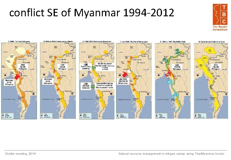 conflict SE of Myanmar 1994 -2012 Shelter meeting, 2014 Natural resource management in refugee