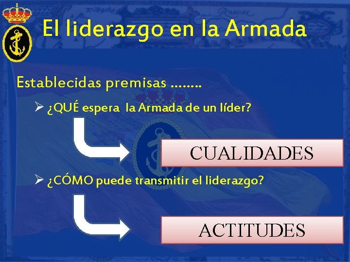El liderazgo en la Armada Establecidas premisas ……. . Ø ¿QUÉ espera la Armada