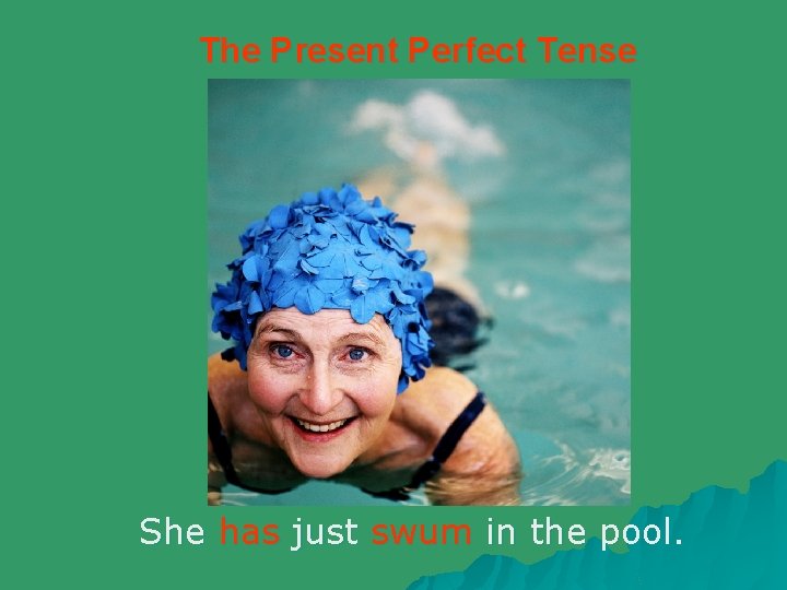 The Present Perfect Tense She has just swum in the pool. 