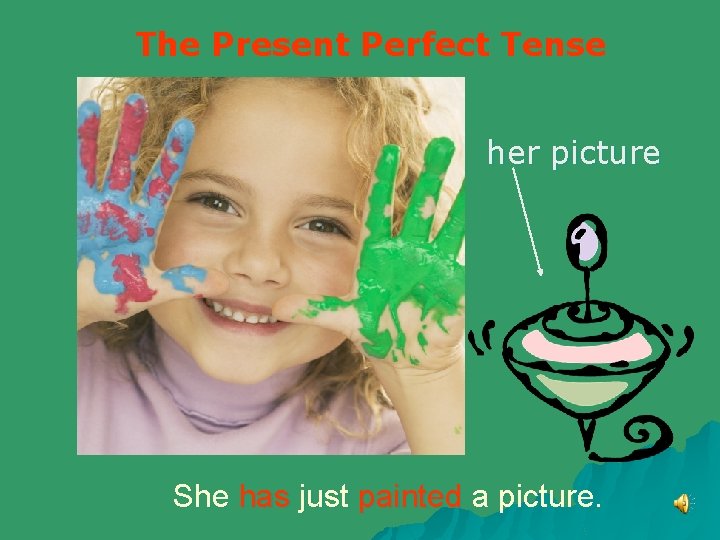 The Present Perfect Tense her picture She has just painted a picture. 