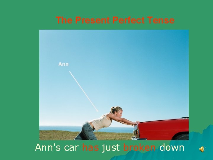 The Present Perfect Tense Ann's car has just broken down 