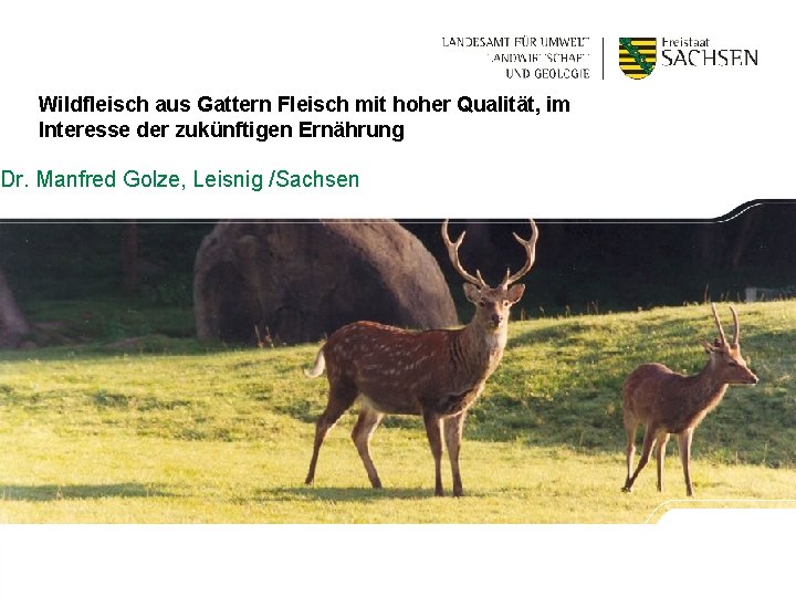 Wildfleisch aus Gattern Fleisch mit hoher Qualität, im Interesse der zukünftigen Ernährung Dr. Manfred