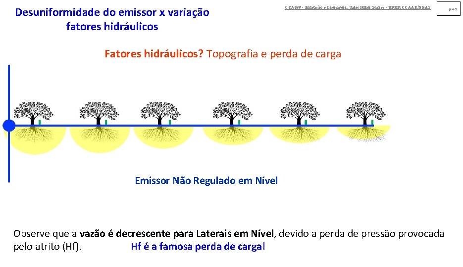 Desuniformidade do emissor x variação fatores hidráulicos CCA 039 - Irrigação e Drenagem. Tales Desuniformidade do emissor x variação fatores hidráulicos CCA 039 - Irrigação e Drenagem. Tales