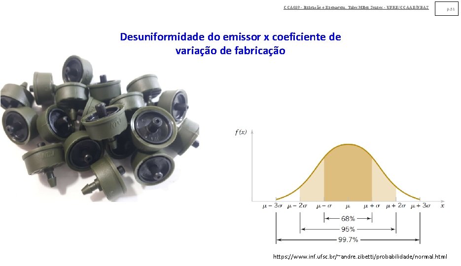 CCA 039 - Irrigação e Drenagem. Tales Miler Soares - UFRB/CCAAB/NEAS p. 51 Desuniformidade CCA 039 - Irrigação e Drenagem. Tales Miler Soares - UFRB/CCAAB/NEAS p. 51 Desuniformidade