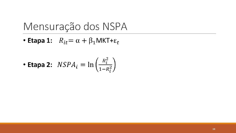 Mensuração dos NSPA 10 