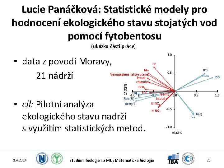 Lucie Panáčková: Statistické modely pro hodnocení ekologického stavu stojatých vod pomocí fytobentosu (ukázka části