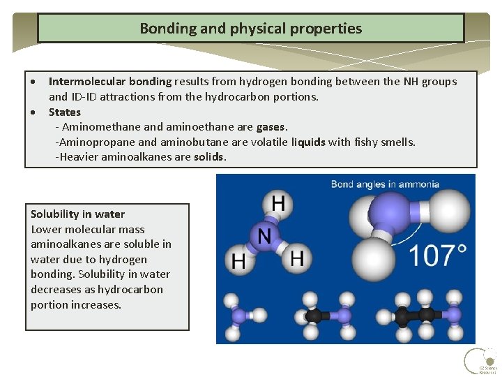Bonding and physical properties Intermolecular bonding results from hydrogen bonding between the NH groups Bonding and physical properties Intermolecular bonding results from hydrogen bonding between the NH groups