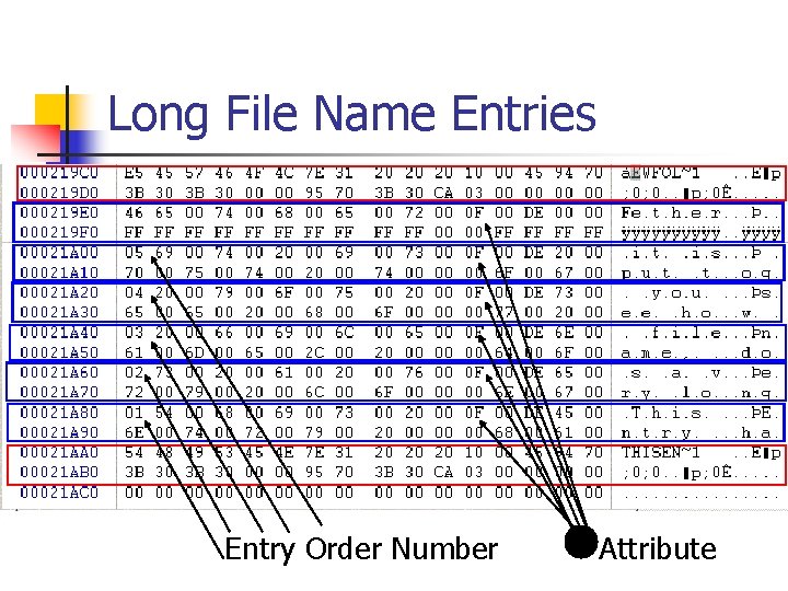 Long File Name Entries Entry Order Number Attribute 