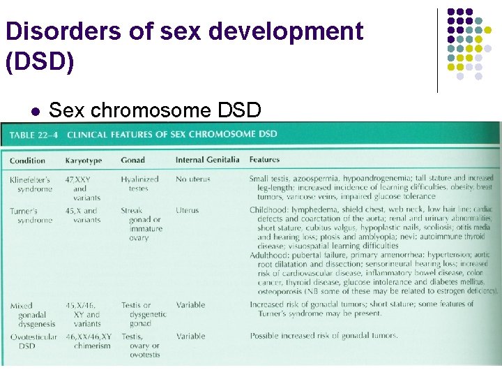 Disorders of sex development (DSD) l Sex chromosome DSD 