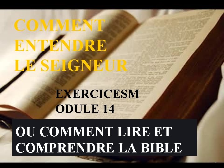 COMMENT ENTENDRE LE SEIGNEUR EXERCICESM ODULE 14 OU COMMENT LIRE ET COMPRENDRE LA BIBLE