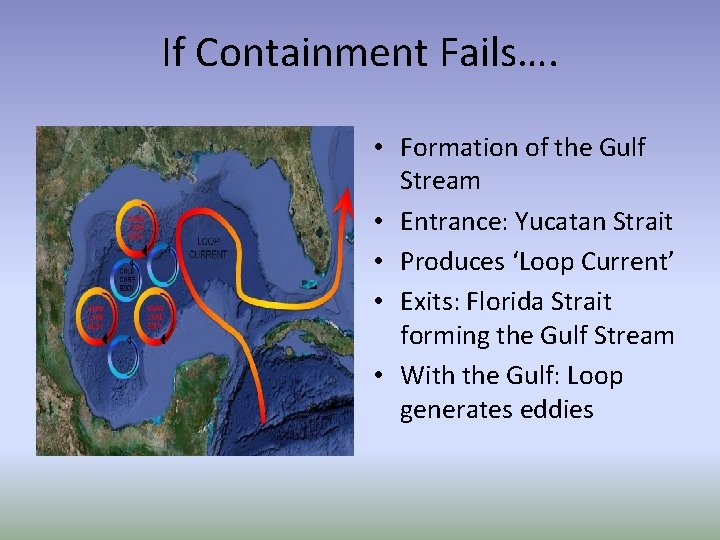 If Containment Fails…. • Formation of the Gulf Stream • Entrance: Yucatan Strait • If Containment Fails…. • Formation of the Gulf Stream • Entrance: Yucatan Strait •