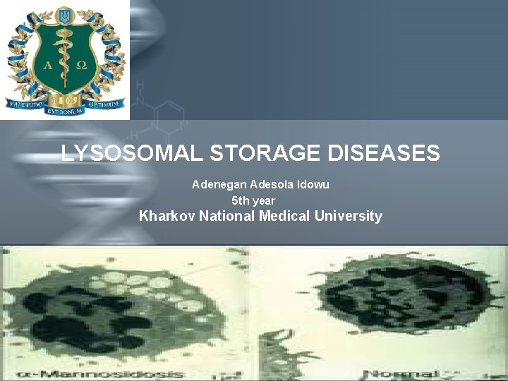 LYSOSOMAL STORAGE DISEASES Adenegan Adesola Idowu 5 th year Kharkov National Medical University Your