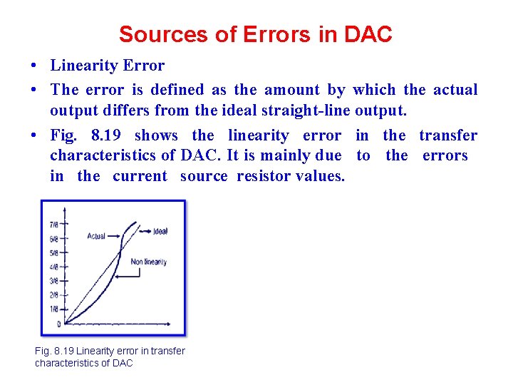 Sources of Errors in DAC • Linearity Error • The error is defined as