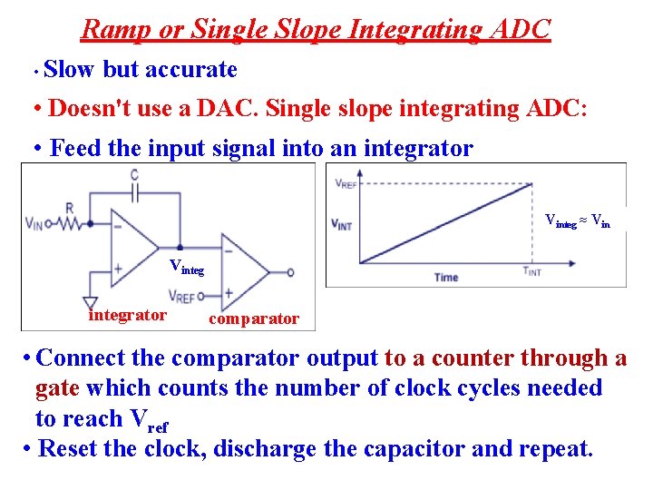 Ramp or Single Slope Integrating ADC • Slow but accurate • Doesn't use a