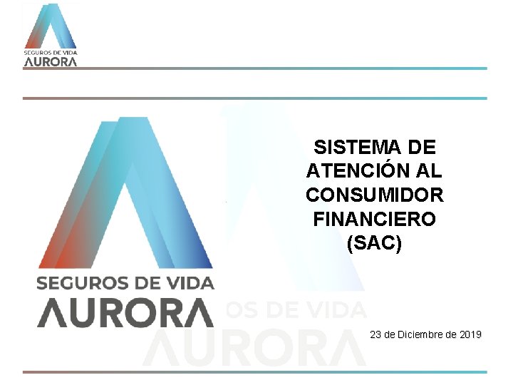 SISTEMA DE ATENCIÓN AL CONSUMIDOR FINANCIERO (SAC) 23 de Diciembre de 2019 