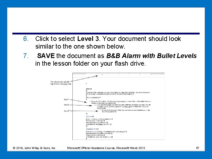 6. Click to select Level 3. Your document should look similar to the one