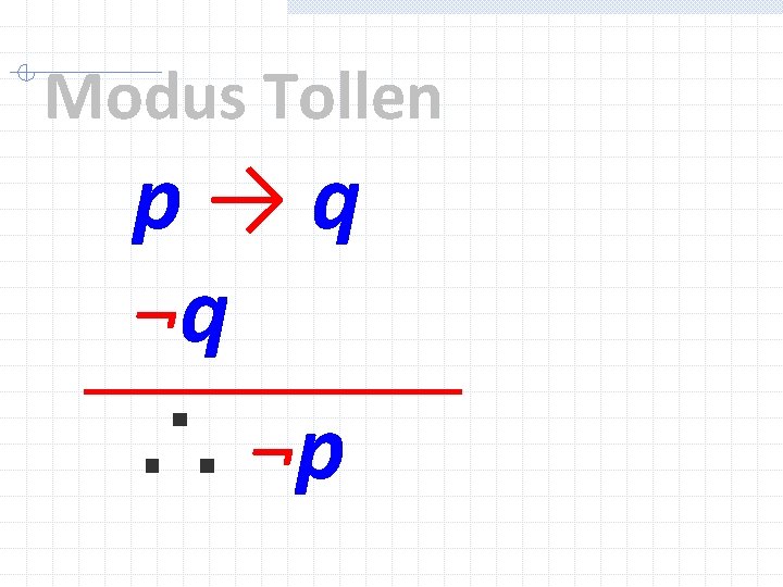 Modus Tollen p→q ¬q ∴ ¬p 