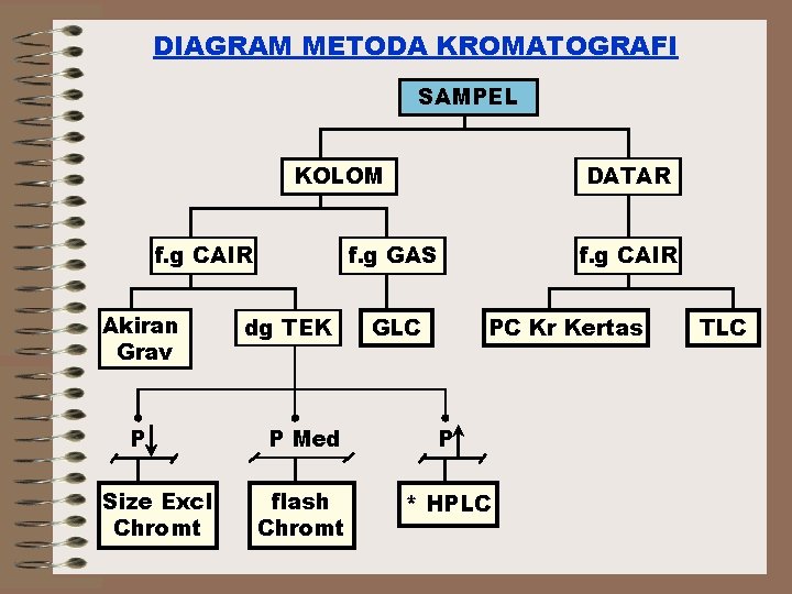 DIAGRAM METODA KROMATOGRAFI SAMPEL KOLOM f. g CAIR Akiran Grav P Size Excl Chromt