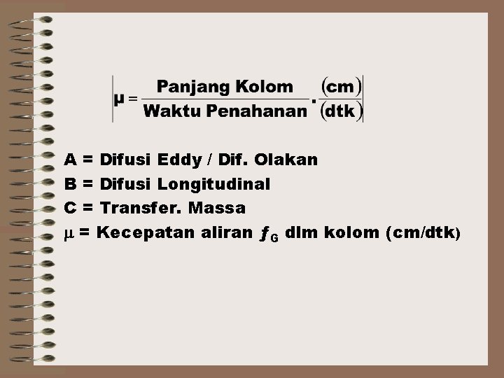 A = Difusi Eddy / Dif. Olakan B = Difusi Longitudinal C = Transfer.