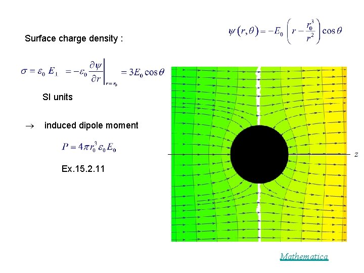 Surface charge density : SI units induced dipole moment Ex. 15. 2. 11 Mathematica