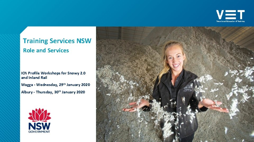 Training Services NSW Role and Services ICN Profile Workshops for Snowy 2. 0 and