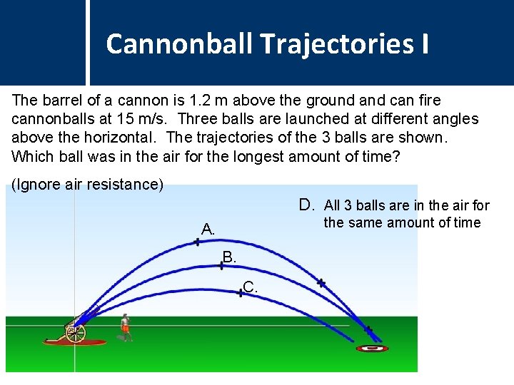 Question Cannonball Title Trajectories I The barrel of a cannon is 1. 2 m