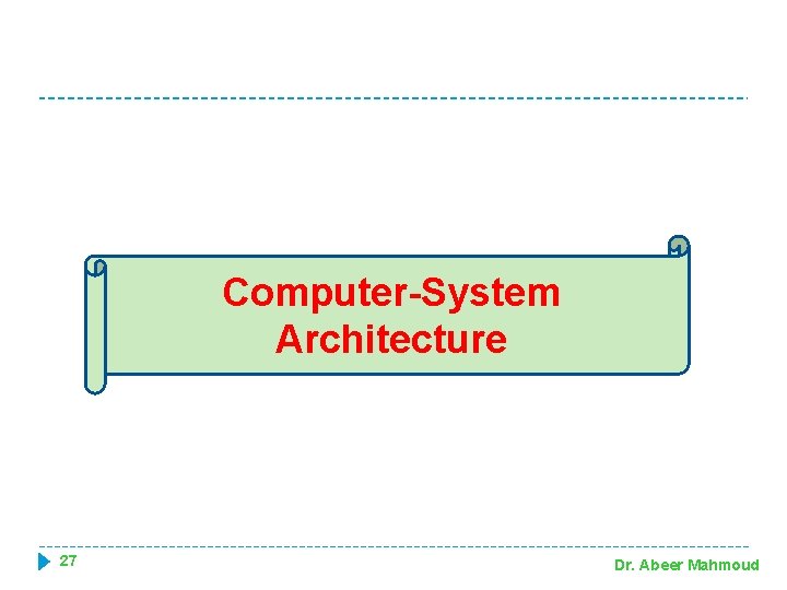 Computer-System Architecture 27 Dr. Abeer Mahmoud 