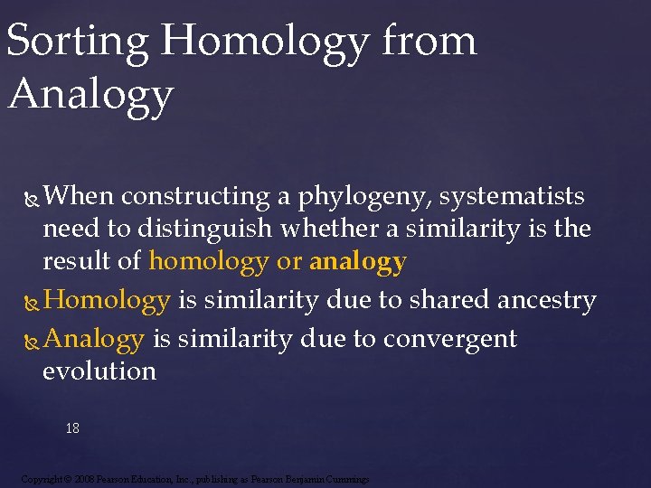 Sorting Homology from Analogy When constructing a phylogeny, systematists need to distinguish whether a