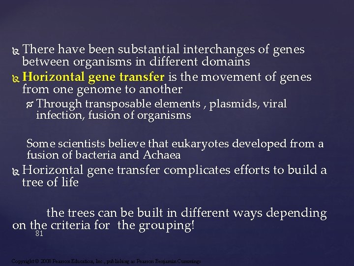 There have been substantial interchanges of genes between organisms in different domains Horizontal gene