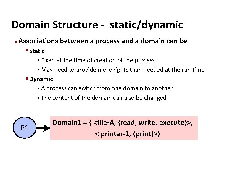 Carnegie Mellon Domain Structure - static/dynamic ● Associations between a process and a domain